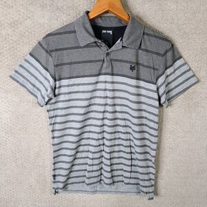 Zoo York Shirt Mens Medium Gray Striped Polo Skater Skateboarder Cotton Blend